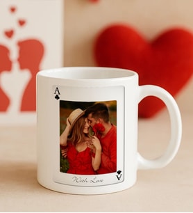 BK Gift Kişiye Özel Aşkımızın Ası Fotoğraflı İskambil Tasarımlı Beyaz Kupa Bardak-4, Sevgiliye Hediye, Eşe Hediye