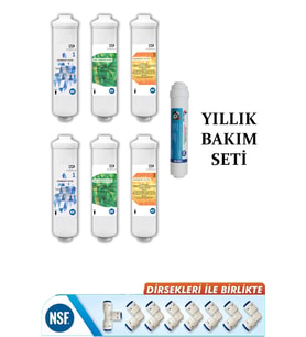 WaterDizayn 5 Aşamalı Yıllık Bakım Seti Kapalı Kasa Su Arıtma Cihazı için Filtre Seti