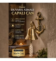 Pirinç Duvara Asmalı Çapalı Çan Marin Dekoratif Gemi Çanı 16x9 Cm