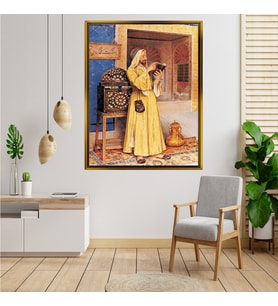 Tablore Kitap Okuyan Osmanlı Alimi Çerçeveli Kanvas Tablo Modern Salon Dekoru