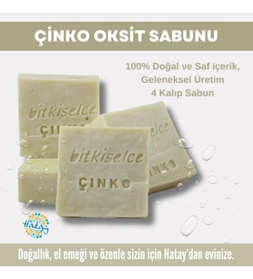 Bitkiselce Saf ve doğal içeriklerle Çinko Oksit Sabunu 450 gr (4 Kalıp)