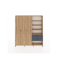Arges Dolap 16 Raflı 2 Çekmeceli 3 Kapaklı 220x30x243 Çam-Çam/Antrasit