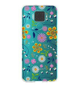 Huawei Mate 30 Lite Uyumlu Kapak Flowers Tasarımlı Şeffaf Silikon Kılıf
