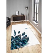 Dijital Baskılı Yıkanabilir Kaymaz Modern Renkli Salon Halısı Mutfak Halısı Yolluk ND-HY-956 (Mavi)