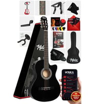 Midex CG-390BK-XBAG Siyah Klasik Gitar 4/4 Sap Ayarlı Kesik Kasa Full Set (Çanta Askı Capo Pena)
