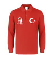 ATATÜRK-AY YILDIZ BASKILI POLO YAKA UZUN KOL TİŞÖRT (Kırmızı)