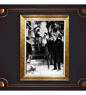 Özel Seri Paspartulu Çerçeveli Atatürk Tablo l350 (Gold)