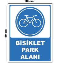 Metal Bisiklet Park Yeri 30cm x 40cm A3 Büyüklüğünde Uyarı Levhası Yönlendirme Tabelası