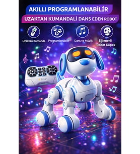 Akıllı Programlanabilir Uzaktan Kumandalı Dans Eden Robot Köpek LED Işıklı Müzikli İnteraktif Dog