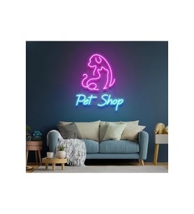 Pet Shop Yazılı ve Şekilli Neon Tabela