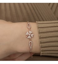 Gümüş Rose Yonca Bileklik