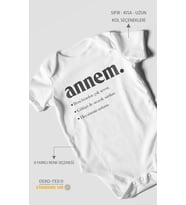 Annem Baskılı Bebek Zıbını – Çıtçıtlı Body 8 Renk  %100 Pamuk Kısa Kol (Beyaz)