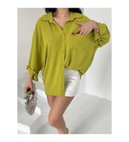 Kadın Flory Ayrobin Oversize Tek Cep Gömlek