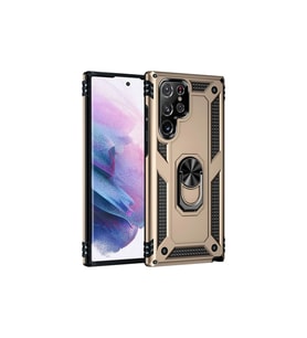 Samsung Galaxy S23 Ultra Kılıf Sofya Yüzüklü Silikon Kapak - Gold