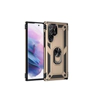 Samsung Galaxy S23 Ultra Kılıf Sofya Yüzüklü Silikon Kapak - Gold