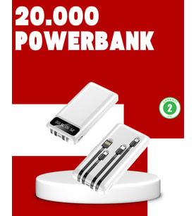 20.000Mah Pd Led Işık Lcd Ekran Dahili Kablo Çoklu Giriş - Lisinya