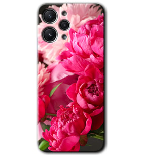 Redmi 12 Kılıf HD Desen Baskılı Arka Kapak - Kırmızı Beyaz Gül