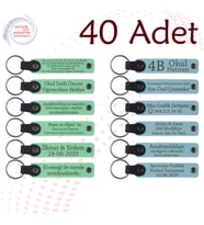 Yeşil & Gök Mavi, Şirket Açılışlarına Özel Hediye, 40’lı Set, İsimli Anlamlı Deri Anahtarlık