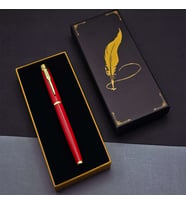 Tüylü Kalem Motif Kutulu Kırmızı Roller Kalem