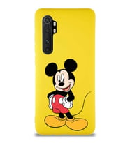 Xiaomi Mi Note 10 Lite Soft Premier Kapak Mickey Mouse-E Tasarımlı Silikon Kılıf - Sarı (Şeffaf)
