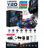 Y20 (LF-Y20) Motosiklet Kask Bluetooth Kulaklığı RGB Işıklı Bluetooth 5.3 IPX6 1000 mAh Type-C