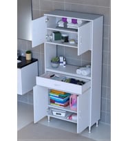 Eliusta Artex  75 cm Yüksek Organizasyonlu Boy Dolabı 75x173x32,5 cm Beyaz Banyo/Mutfak Dolabı
