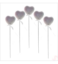 Beyaz Simli Kalp Çubuk, 25 cm x 4,5 cm - 10 Adet (STD)
