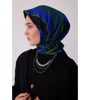 Geometrik Desen %100 Twill İpek Eşarp BE01