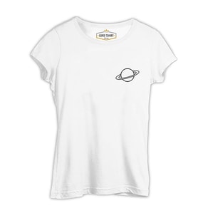 Saturn Logo Beyaz Kadın Tshirt