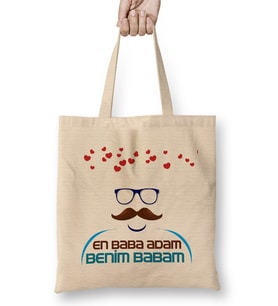 Babalar Günü Babaya Hediye 067 Bez Çanta Uzun Saplı