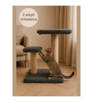 İki Adımlı Stepli Oyun Alanlı Ve Eğlenceli 44 Cm Kedi Tırmalama Tahtası
