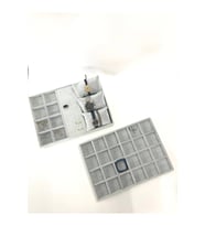 İkili Takım Süet Kumaş Gri Renk 34/24 cm Çekmece Ici Takı Standı
