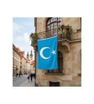Doğu Türkistan Bayrağı Premium Raşel Kumaş 150x225 Cm