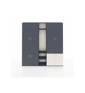 Arges Dolap 14 Raflı 4 Çekmeceli Tek Askılı 220x30x243 Antrasit-Antrasit/Aytaşı