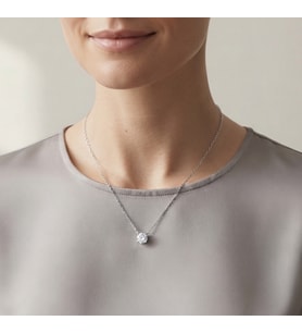 Kadın Yuvarlak Tek Taş Model Gümüş Kolye