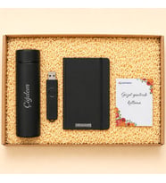 Kişiye Özel İsim Yazılı Dereceli Termos Defter USB Bellek Hediye Seti 32 GB Premium Ofis ve Kurumsa
