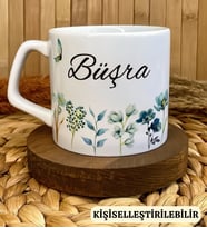 Kişiye Özel İsimli Lüks Kupa Bardak Mavi Bahçe