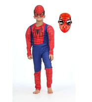 Spiderman kostümü Kaslı çocuk 2 Maskeli Örümcek adam Kaslı kostümü maskeli parti kıyafeti (Çok Renkli)