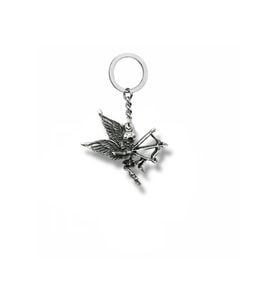 İskelet Eros Figürlü Unisex Metal Anahtarlık – Gotik Aşk ve Karanlık Romantizm Temalı Aksesuar