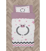 MEKTA HOME BEBEK VE ÇOCUK ODASI Taç ve Çelenk Desenli Zikzaklı Nevresim Takımı