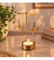 Altın Renk Dönen Sinek Kuşu Figürlü Mumluk – Isıyla Dönen Dekoratif Tealight Mumluk