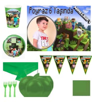 Afiş Hediyeli Minecraft Doğum Günü Süsleri 8 Kişilik -
