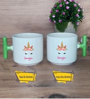Unicorn Kupa Bardak T Yeşil Kulplu Arkadaşa Kız Kardeşe Hediye