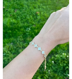 14K Yonca ve Kalpli Bileklik