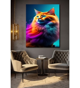 POFUDUK KEDİ KANVAS TABLO EV DUVAR SALON OFİS DÜKKAN HEDİYELİK DEKARASYON SÜSÜ (Çok Renkli)