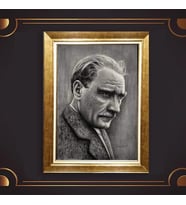 Özel Seri Paspartulu Çerçeveli Atatürk Tablo l686 (Gold)