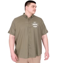 Mode XL Büyük Beden Erkek Gabardin Gömlek Everyday Essentials U25602 Haki