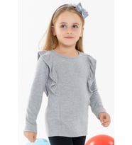 Breeze Kız Çocuk Uzun Kollu Bluz Omuzu Fırfırlı 3-8 Yaş, Gri