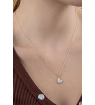 14 Ayar Altın Beyaz Mineli Mini Kalp Kolye (Rose)