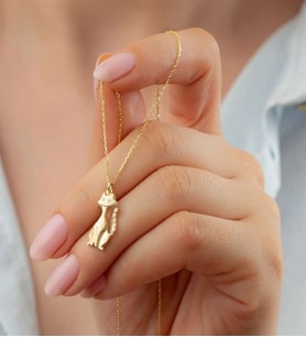 Saklı Takı 925 Ayar Gold Gümüş Kedicik Kolye